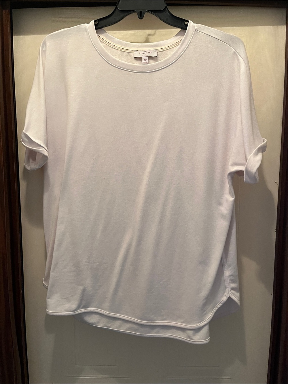 Women's White Short Sleeve Crewneck Tee by New Directions
